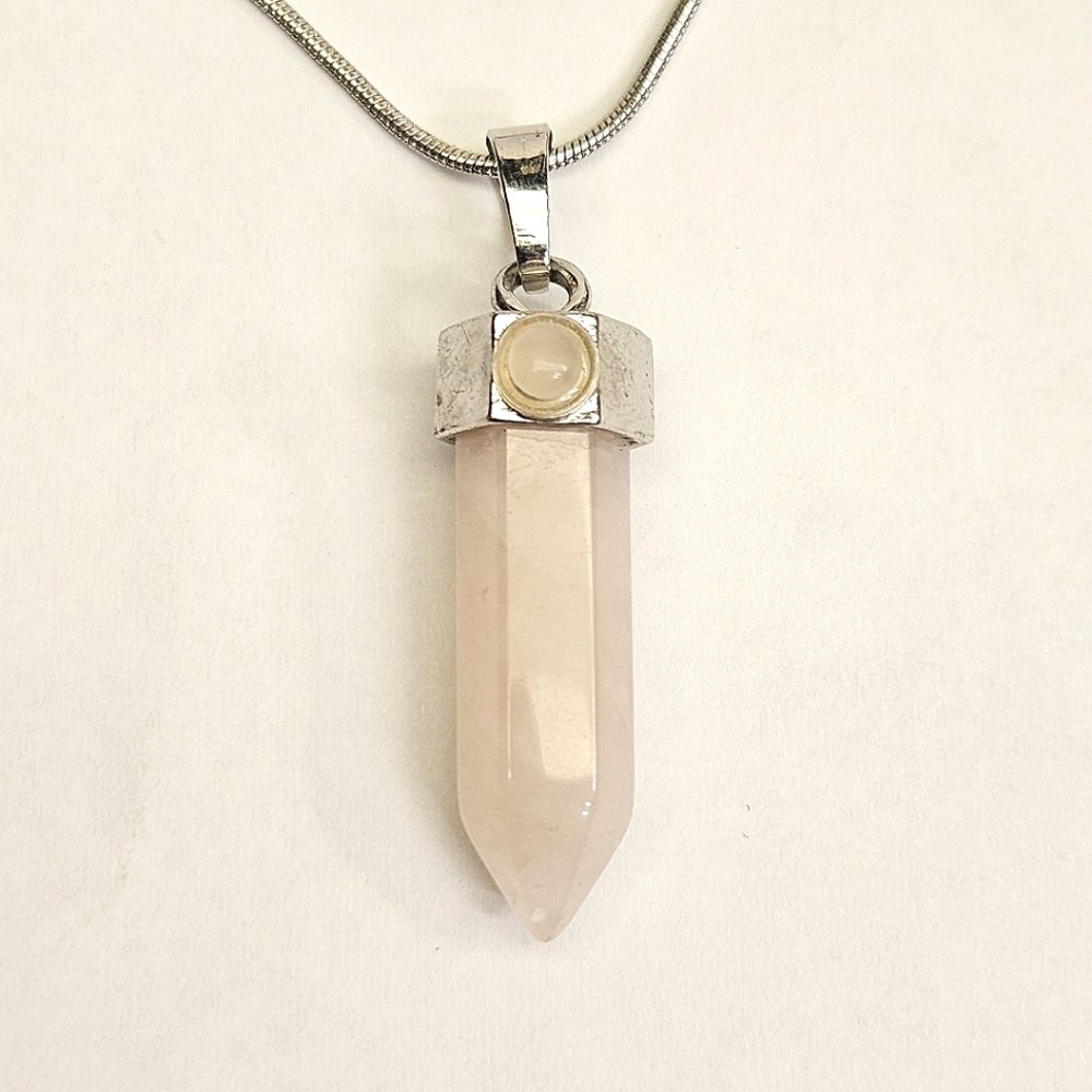 Pink Quartz Point Necklace